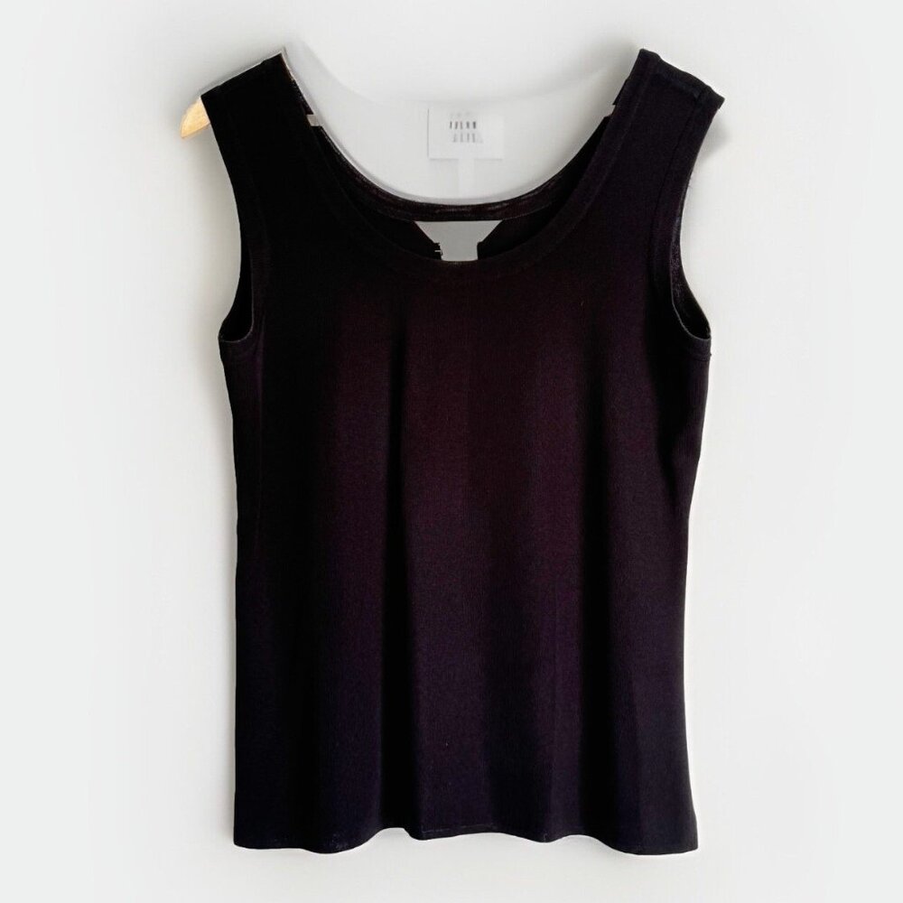 Exclusively Misook Black Sleeveless Top Womens Large Quiet Luxury Minimalist